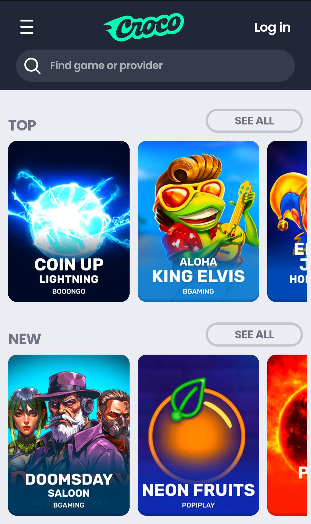 CrocoSlots Casino Interface